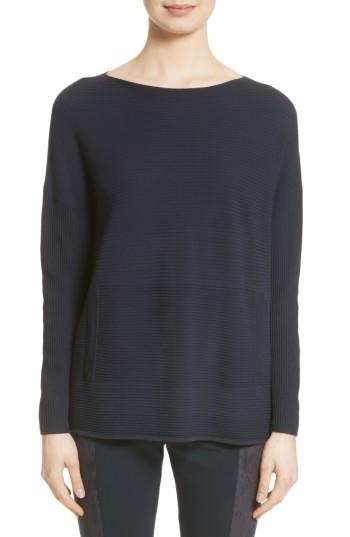 Women's Lafayette 148 New York Rib Knit Pullover - Blue