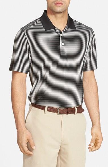 Men's Cutter & Buck 'trevor' Stripe Drytec Polo, Size - Black