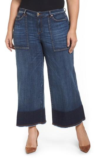 Women's Ashley Graham X Marina Rinaldi Idioma Super Stretch Wide Leg Jeans - Blue