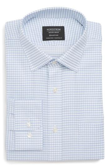 Men's Nordstrom Men's Shop Smartcare(tm) Traditional Fit Check Sport Shirt .5 32/33 - Blue