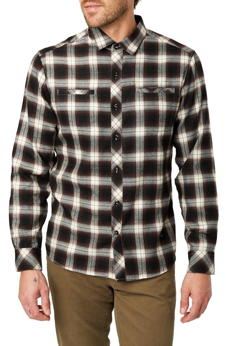 Men's 7 Diamonds Jasper Trim Fit Flannel Shirt - Brown