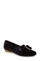 Women's Salvatore Ferragamo Flower Heel Smoking Loafer .5 B - Black