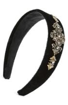 Tasha Velvet Scrollwork Headband, Size - Black
