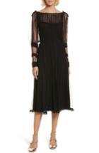 Women's Red Valentino Point D'esprit & Georgette Midi Dress Us / 38 It - Black