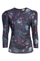 Women's Hinge Ruched Long Sleeve Top - Blue
