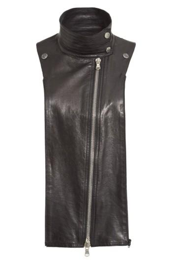 Women's Veronica Beard Lambskin Leather Moto Dickey, Size - Black