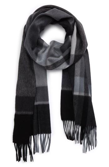 Men's Andrew Stewart Plaid Cashmere Scarf, Size - Grey