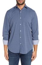 Men's Bugatchi Classic Fit Mandala Print Performance Sport Shirt - Blue