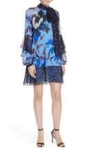 Women's Dvf Effie Floral Print Silk Shift Dress - Purple