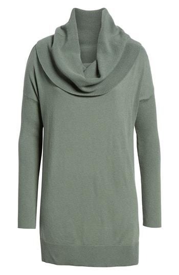 Women's Caslon Side Slit Convertible Cowl Neck Tunic - Green