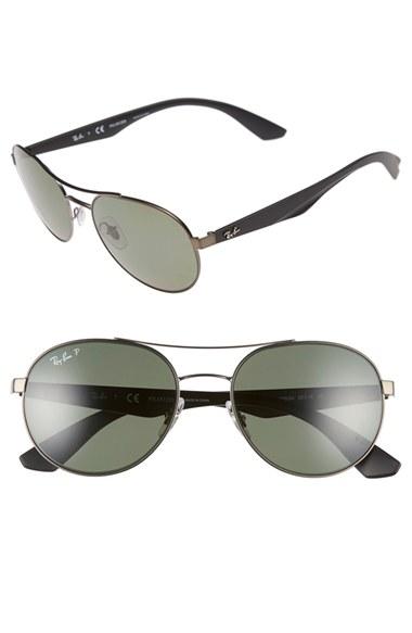 Men's Ray-ban 55mm Polarized Sunglasses - Matte Gunmetal/ Green P