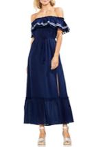 Women's Vince Camuto Ruffled Off The Shoulder Cotton Gauze Maxi Dress - Blue