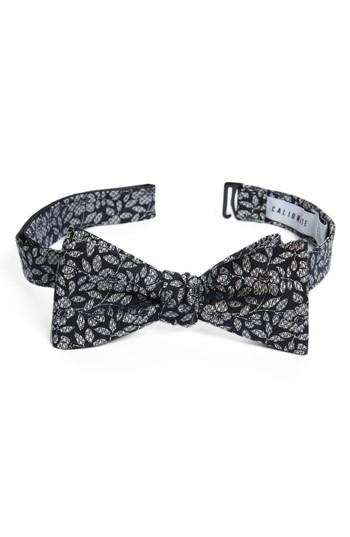 Men's Calibrate Houndstooth Floral Silk Bow Tie, Size - Black