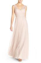 Women's Watters 'kathy' Beaded Waist Bobbinet Gown
