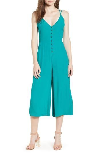Women's Lost + Wander Verdera Button Front Crop Jumpsuit - Green