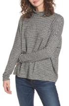 Women's Soprano Stripe Mock Neck Sweater - Grey