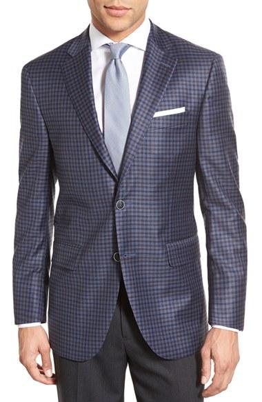 Men's Peter Millar Classic Fit Check Wool Sport Coat R - Blue