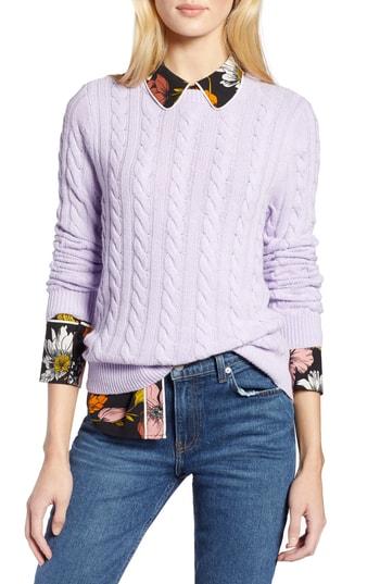 Women's Halogen X Atlantic-pacific Cable Sweater - Purple