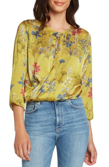 Women's Willow & Clay Print Satin Top - Yellow