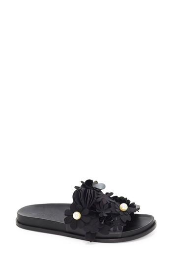 Women's Mercedes Castillo Alyse Flowered Slide Sandal M - Black