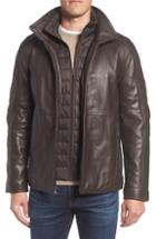 Men's Marc New York Hartz Leather Jacket With Quilted Bib, Size - Brown