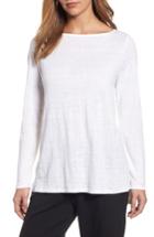 Women's Eileen Fisher Organic Linen Bateau Neck Sweater, Size - White