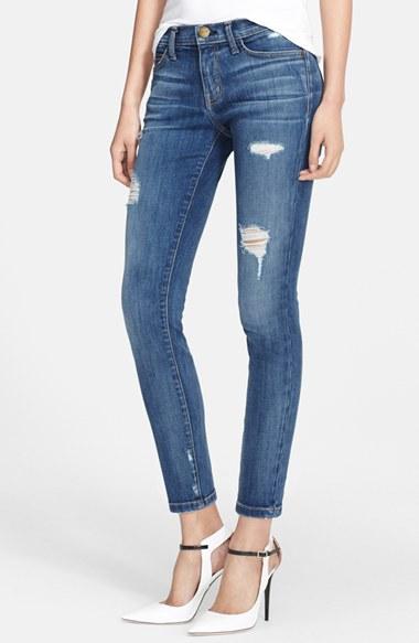 Women's Current/elliott 'the Stiletto' Destroyed Skinny Jeans - Blue