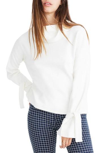 Women's Madewell Mock Neck Tie Cuff Top