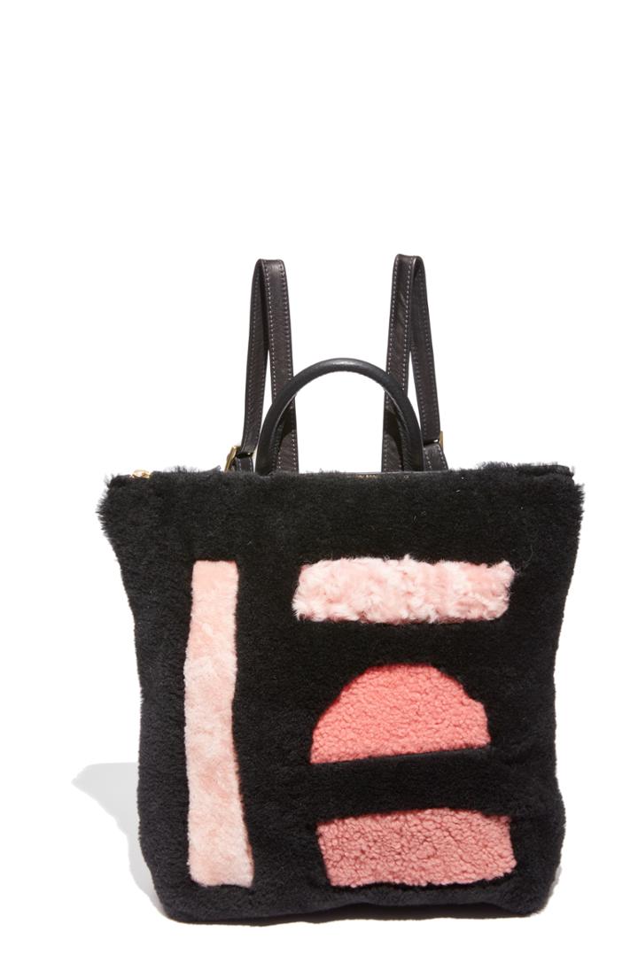 Primecut Shapes Patchwork Genuine Shearling Backpack - Pink