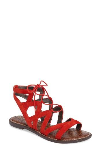 Women's Sam Edelman 'gemma' Lace-up Sandal M - Red