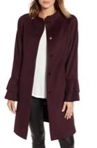 Women's Trina Turk Sara Ruffle Cuff Wool Blend Coat - Burgundy