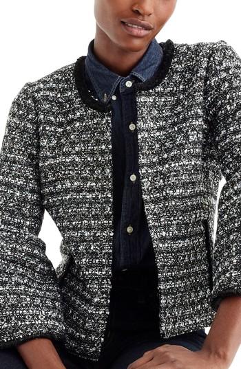 Women's J.crew Belle Sequin Tweed Jacket - Black