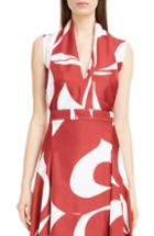 Women's Victoria Beckham Drape Front Silk Top Us / 10 Uk - Red