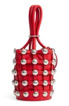 Alexander Wang Mini Roxy Studded Cage Leather Bucket Bag - Red