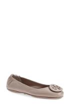 Women's Tory Burch 'minnie' Travel Ballet Flat With Logo .5 M - Grey