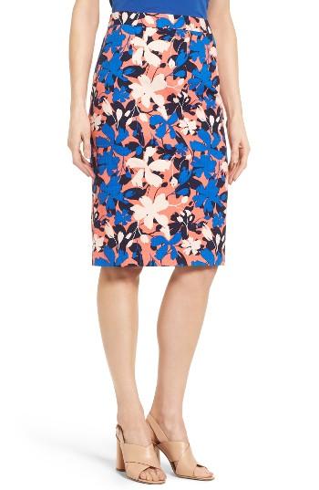 Women's Halogen Floral Print Pencil Skirt - Coral