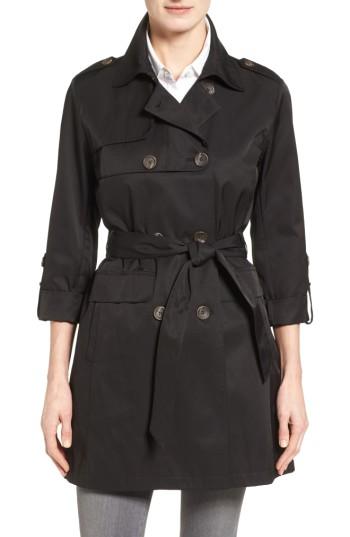 Women's Vince Camuto Double Gunflap Trench Coat - Black