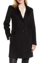 Women's Fleurette Notch Collar Wool Coat - Black