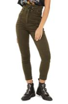 Women's Topshop Corset Waist Utility Pants Us (fits Like 0) - Green