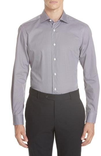 Men's Ermenegildo Zegna Classic Fit Geometric Sport Shirt, Size - Brown