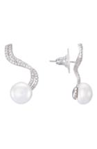 Women's Nina Fluid Line Imitation Pearl & Cubic Zirconia Ear Crawlers