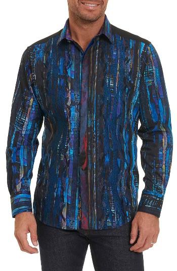 Men's Robert Graham Kathleen's Blues Classic Fit Print Sport Shirt - Blue