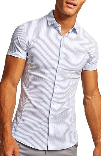 Men's Topman Stripe Classic Fit Shirt - White