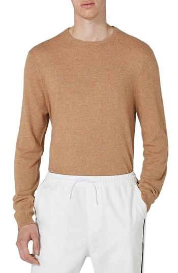 Men's Topman Crewneck Sweater, Size - Brown