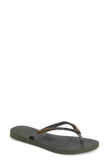 Women's Havaianas 'slim Metal Mesh' Flip Flop /40 Br - Green