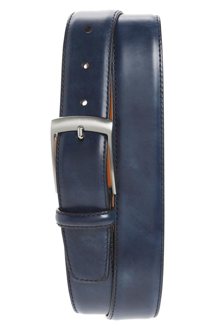 Men's Magnanni Rafael Leather Belt - Navy