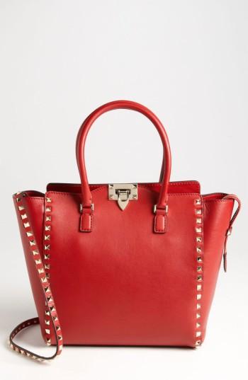 Valentino 'rockstud' Double Handle Leather Tote -