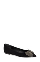 Women's Tory Burch Esme Crystal Bow Flat M - Black