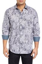 Men's Bugatchi Classic Fit Sport Shirt, Size Small - Blue