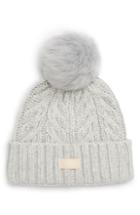 Women's Ugg Pompom Cable Genuine Shearling Beanie -
